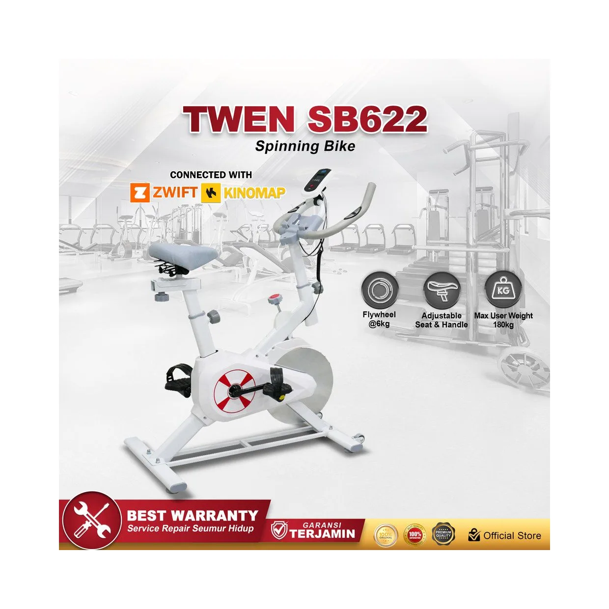 Twen SB622 Spin Bike Sepeda Kardio Statis Fitness Alat Olahraga
