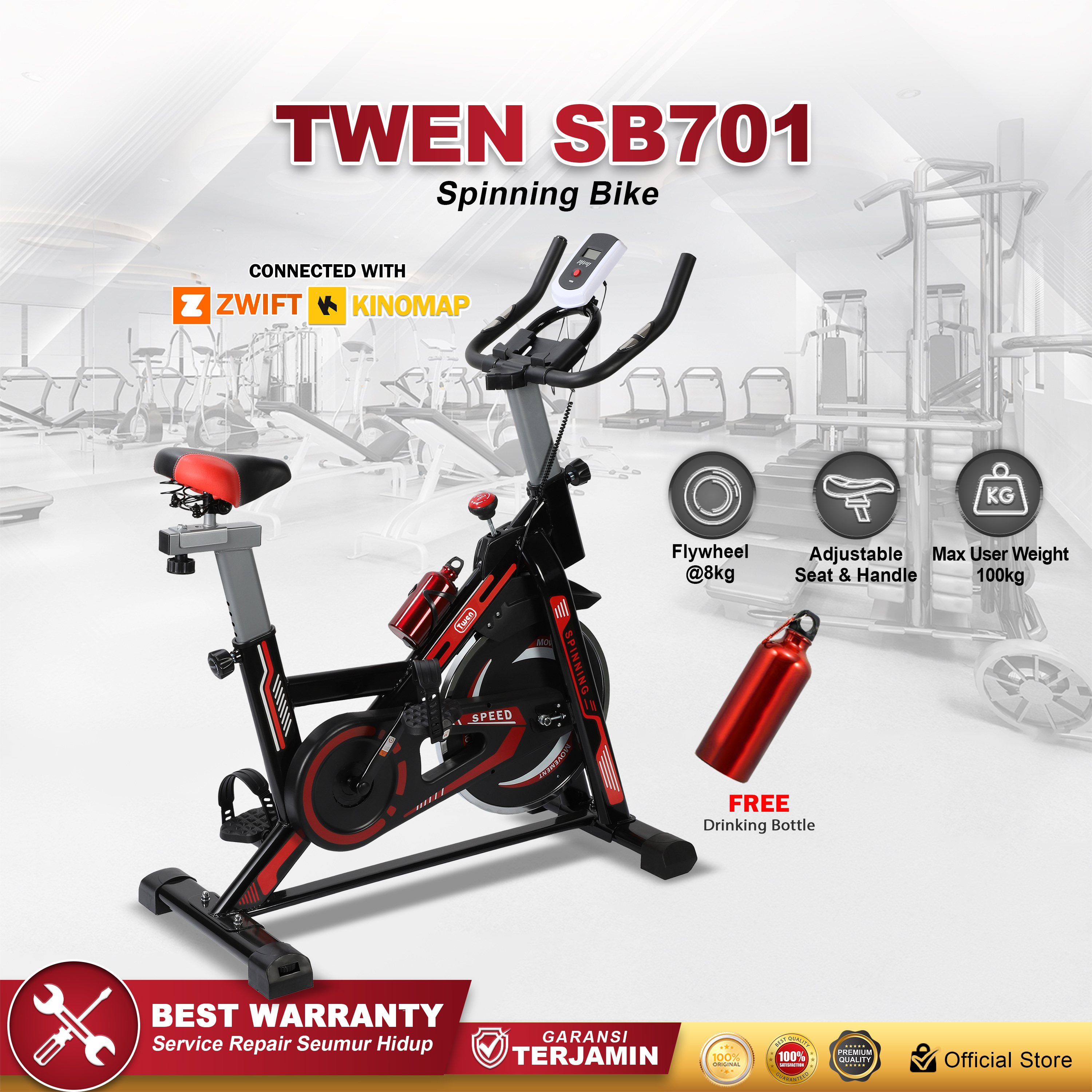 Twen SB701 Red + App Spinning Bike