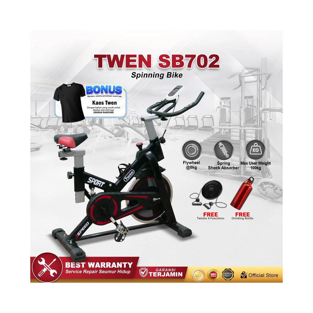 Twen SB702 Spinning Bike Sepeda Kardio Statis Fitness Alat