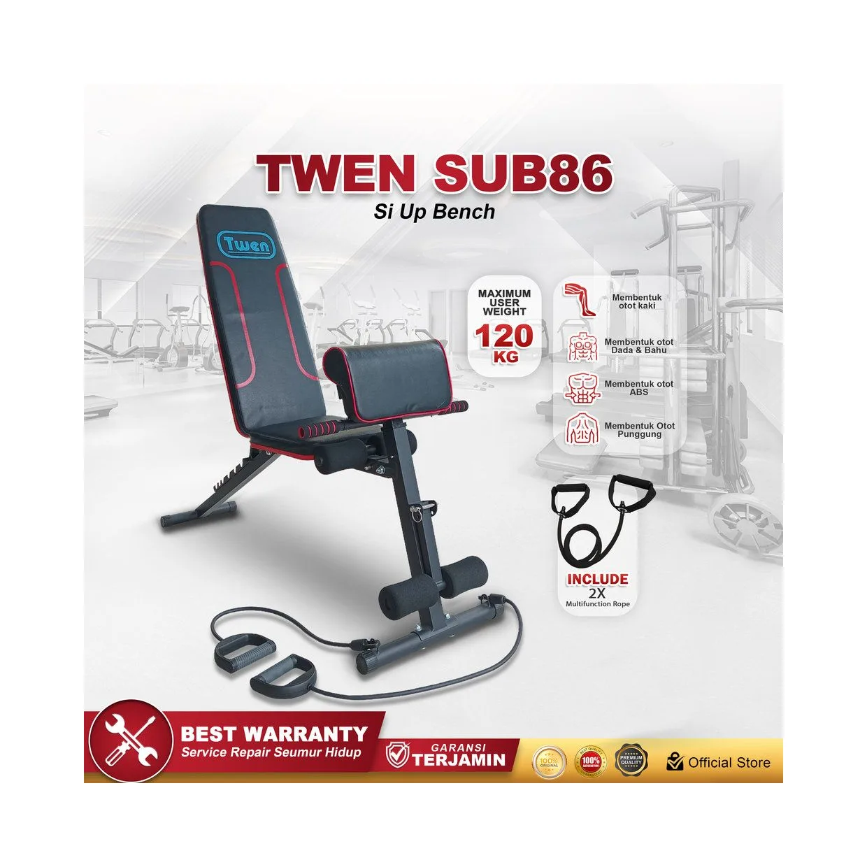 TWEN Sit Up Bench SUB86 alat fitness termurah