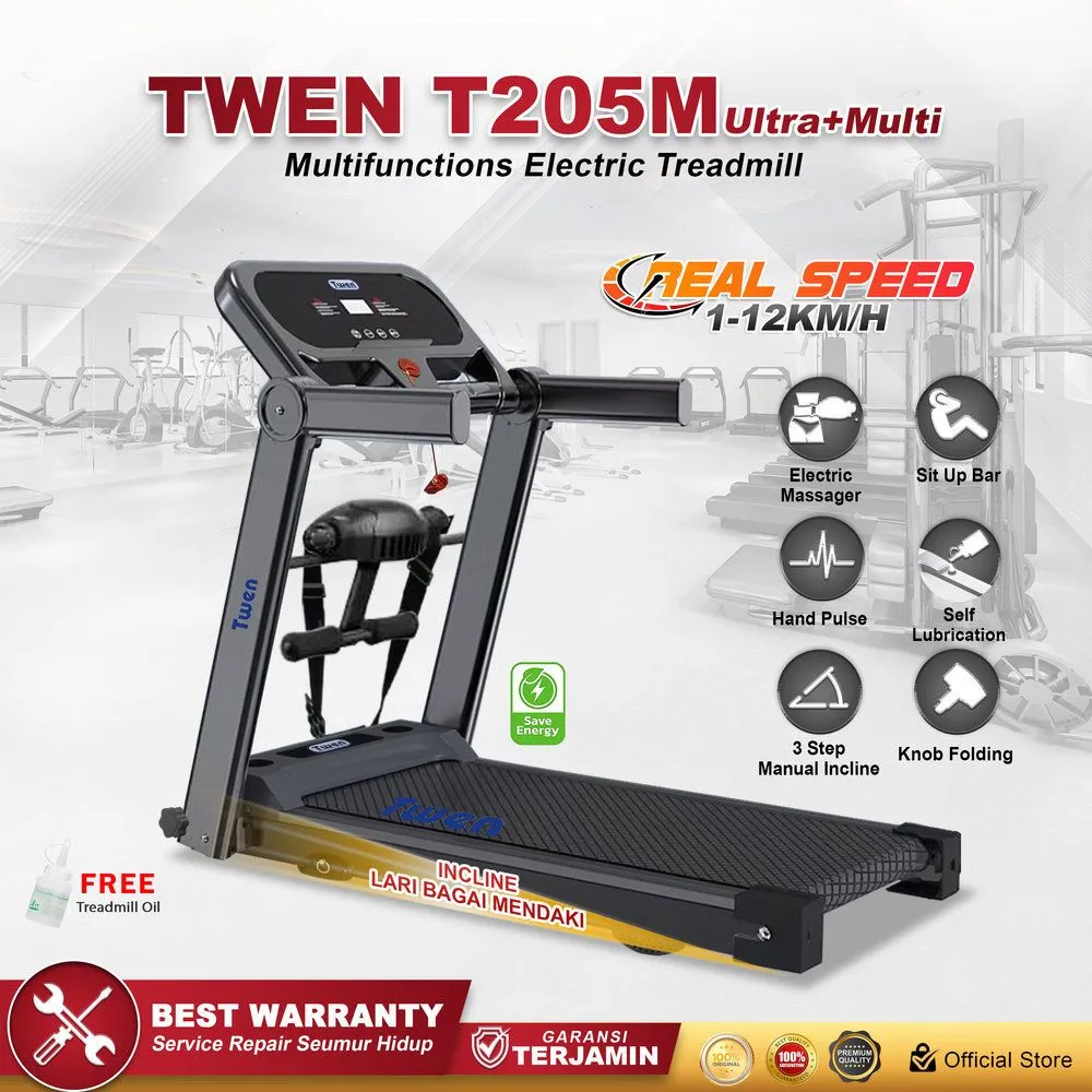 TWEN T205 Ultra+M Treadmil Listrik Treadmill Portable