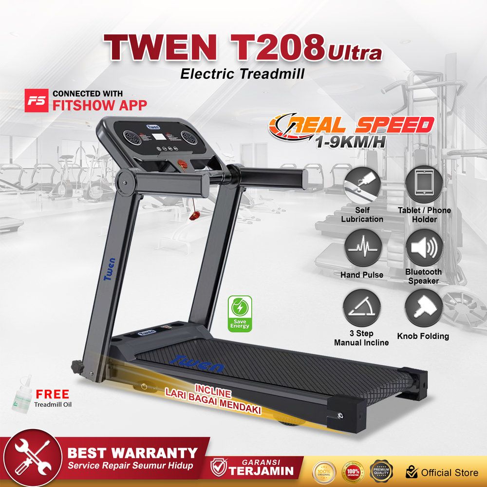 TWEN T208 Ultra Treadmil Listrik Treadmill Portable Multifungsi Gambar produk 1