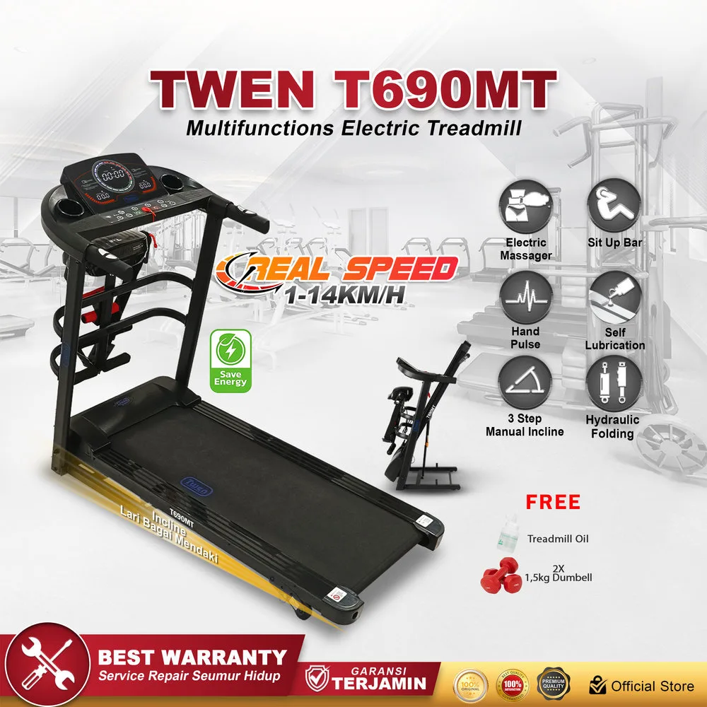TWEN T690MT Treadmill Listrik Multifungsi Portable Treadmil