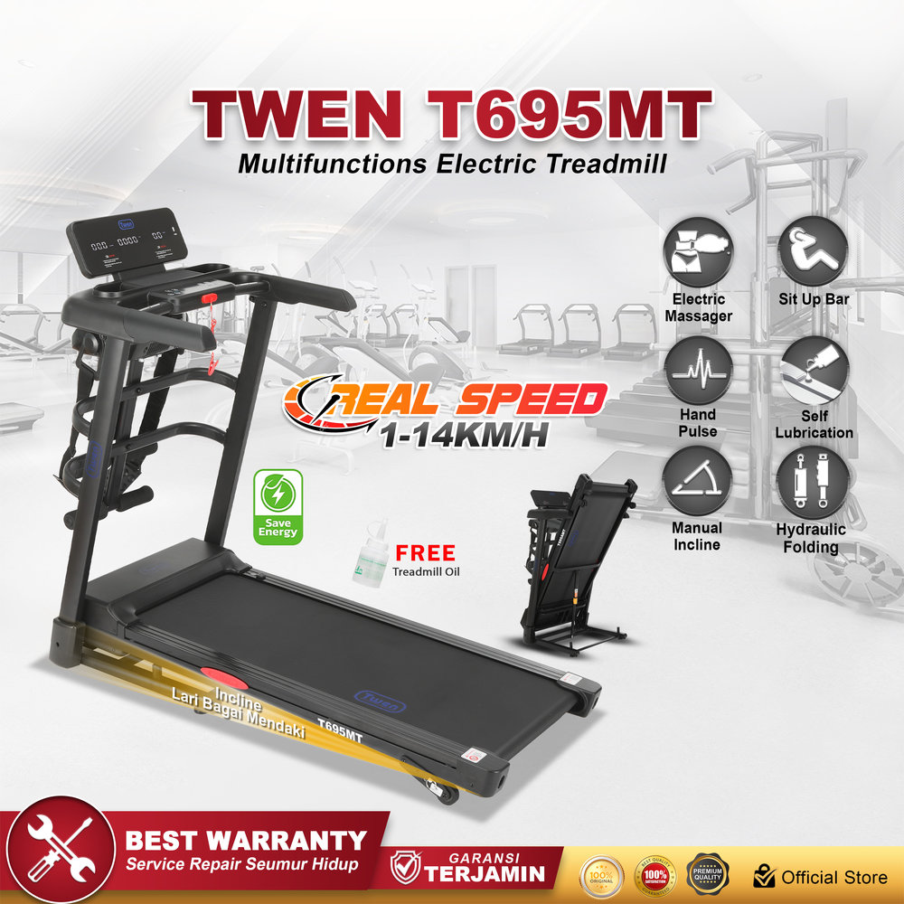 TWEN T695MT Treadmill Listrik Multifungsi