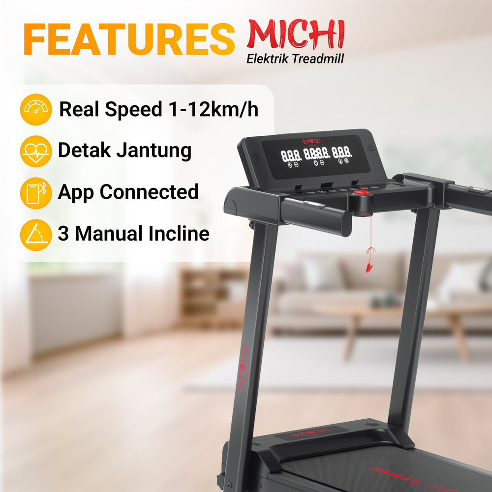 SUPOTSU Michi Silver Multi Treadmill Listrik Gambar produk 2