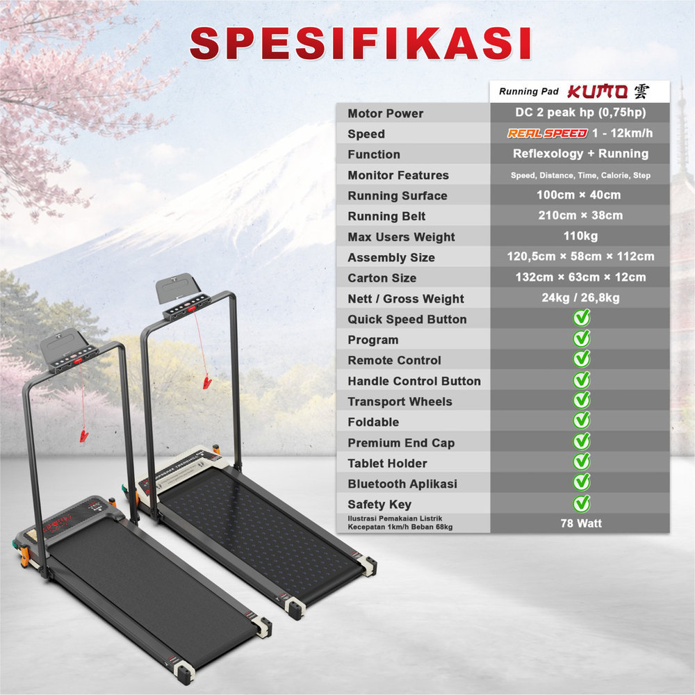 SUPOTSU KUMO Treadmill Listrik Massager Gambar produk 11