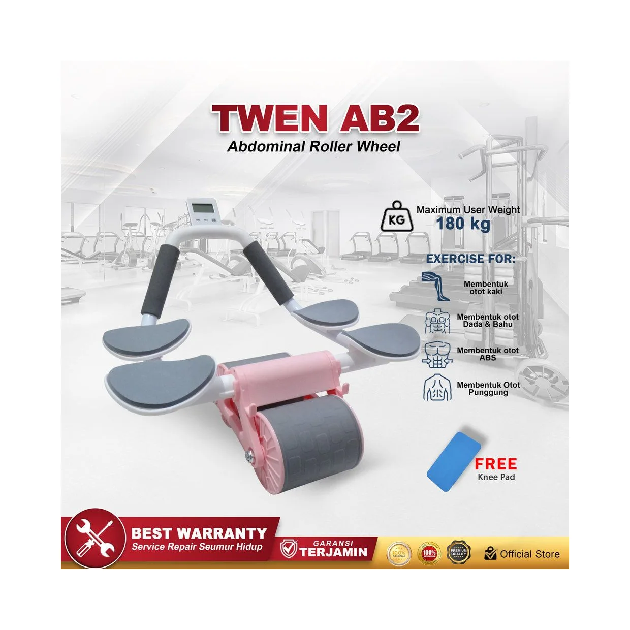 TWEN Ab Wheel 2 Roller Wheels