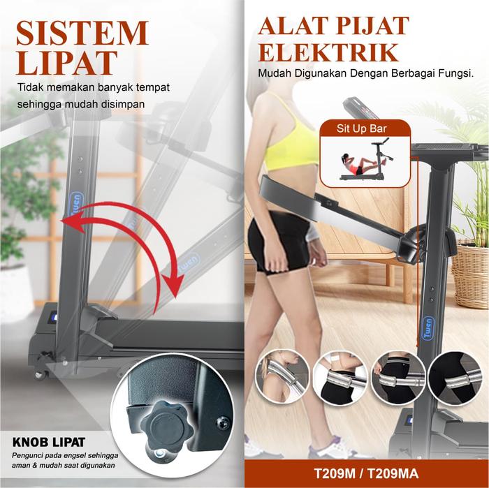 Twen T209 MI Treadmill Listrik Portable Multifungsi Treadmil Gambar produk 8