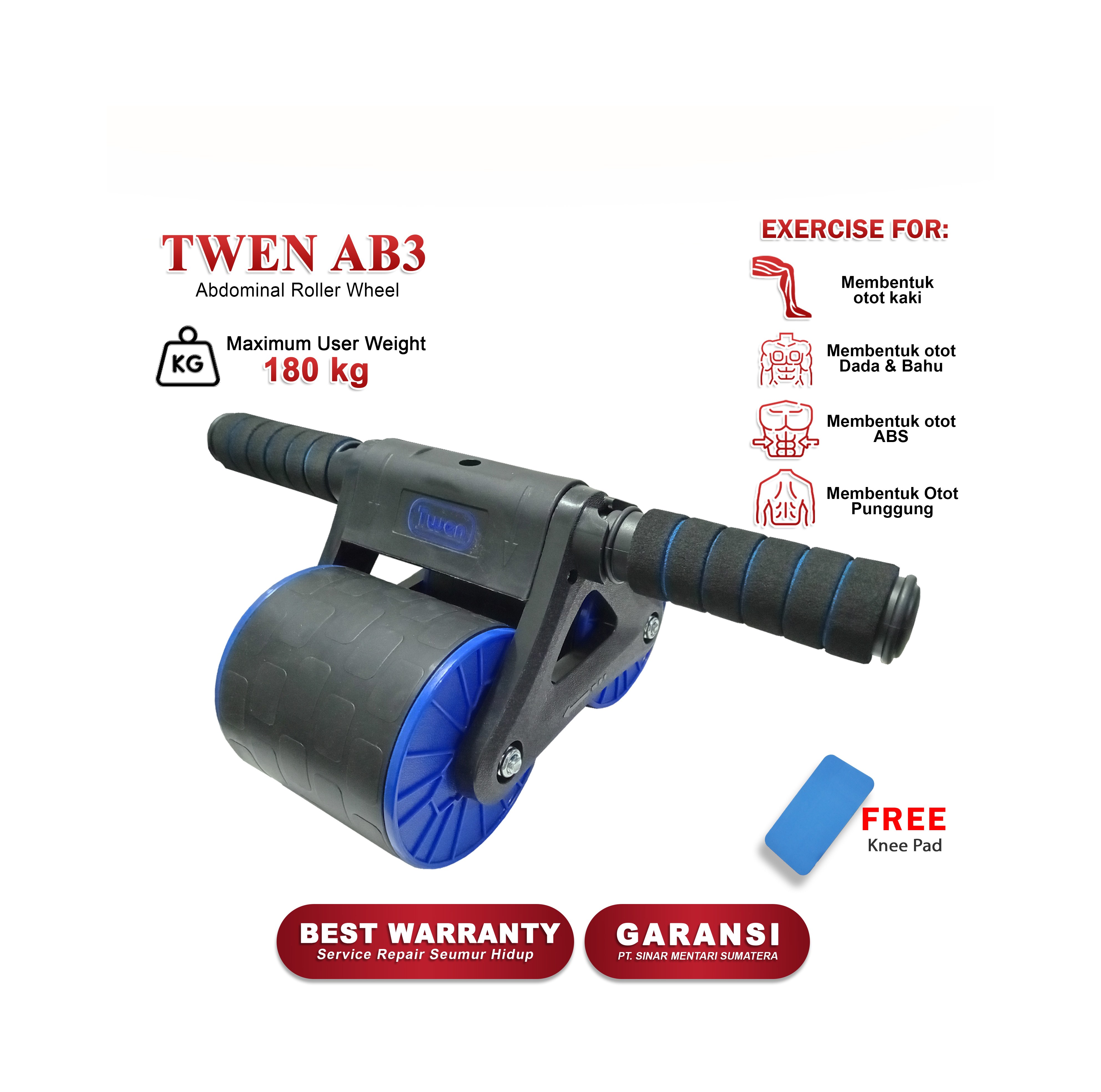 TWEN Ab Wheel 3 Ab Roller Wheels