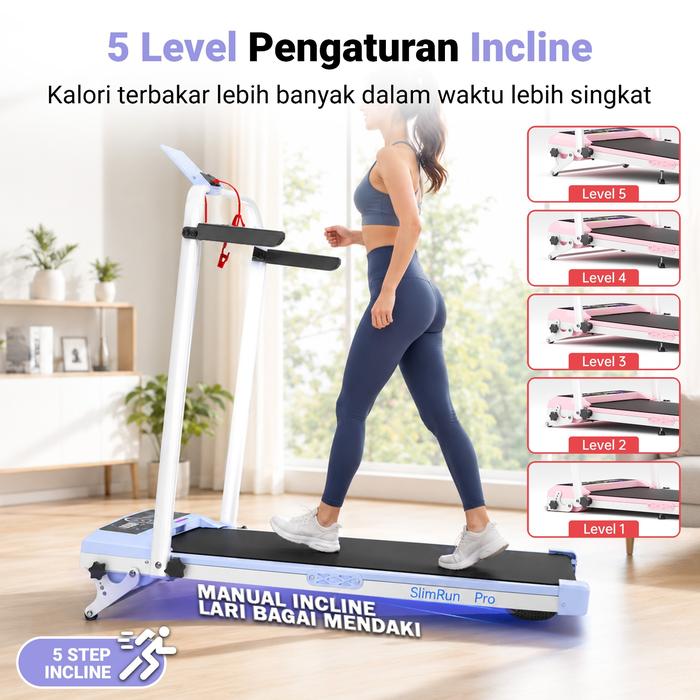 TWEN Slim Run Pro Kuning Treadmill Listrik Portable Walking Pad Gambar produk 6