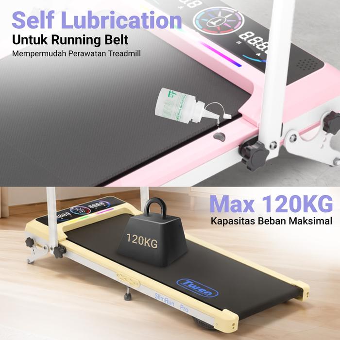 TWEN Slim Run Pro Kuning Treadmill Listrik Portable Walking Pad Gambar produk 3