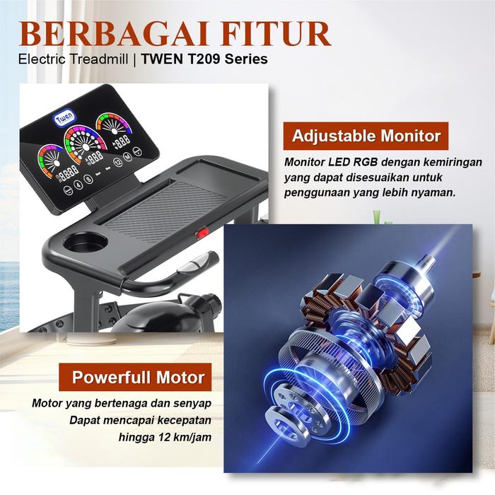 Twen T209 MI Treadmill Listrik Portable Multifungsi Treadmil Gambar produk 5