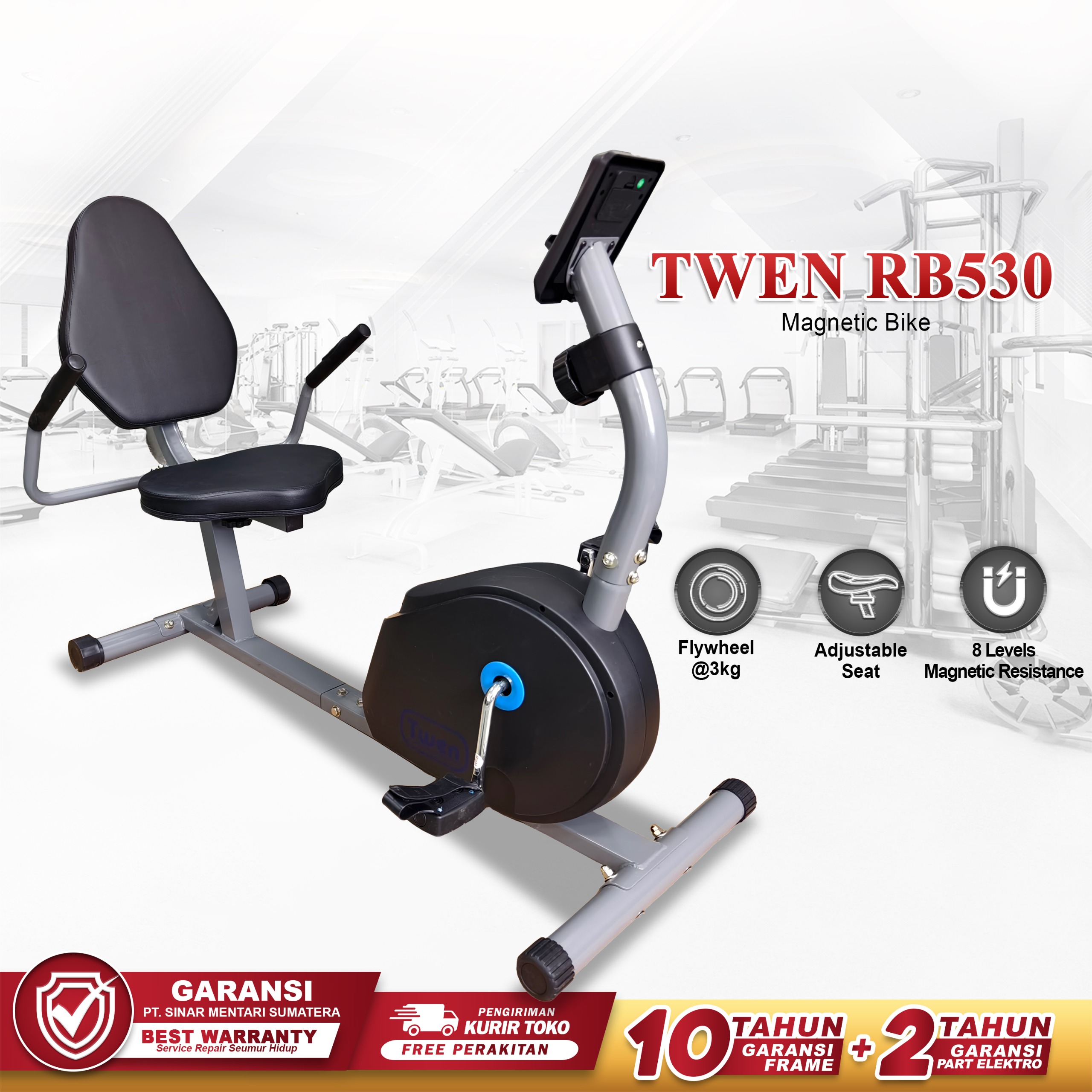 TWEN RB530 Alat Fitness Sepeda Statis Magnetic Recumbent Bike - RB530