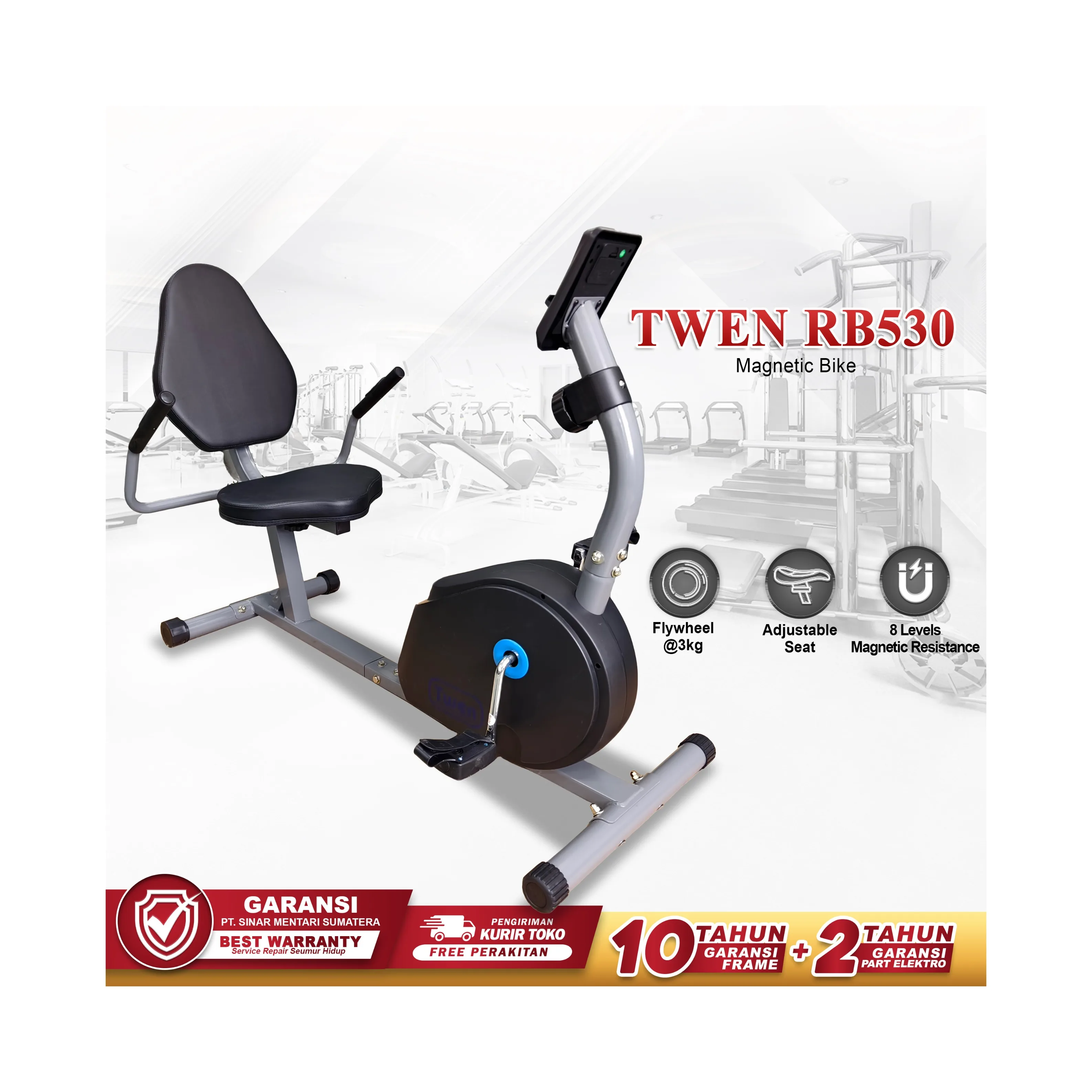 TWEN RB530 Alat Fitness Sepeda Statis Magnetic Recumbent Bike -