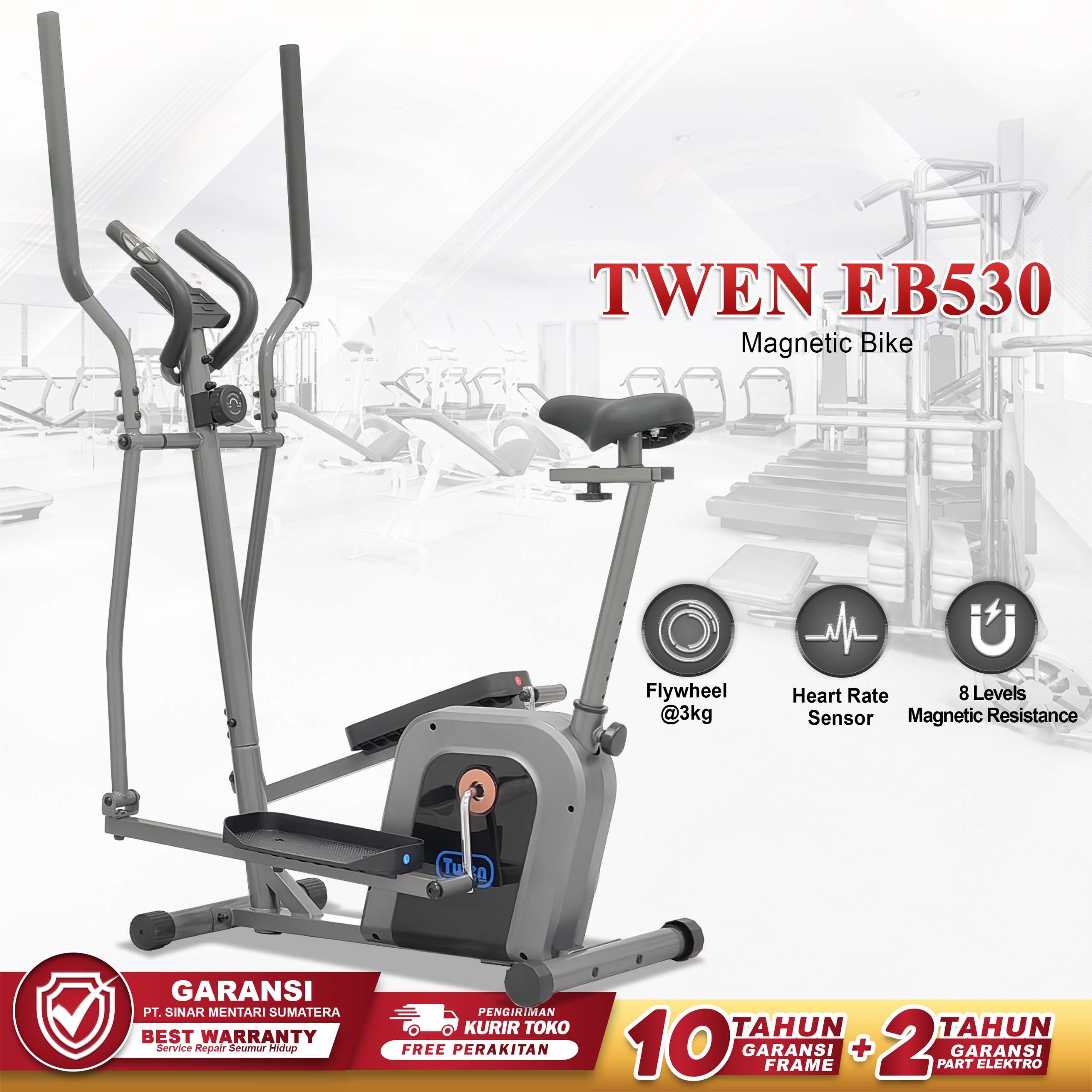 TWEN EB530 Alat Fitness Elliptical Crosstrainer Magnetic Elliptical Bike - EB530 Magnetic Elliptical Bike