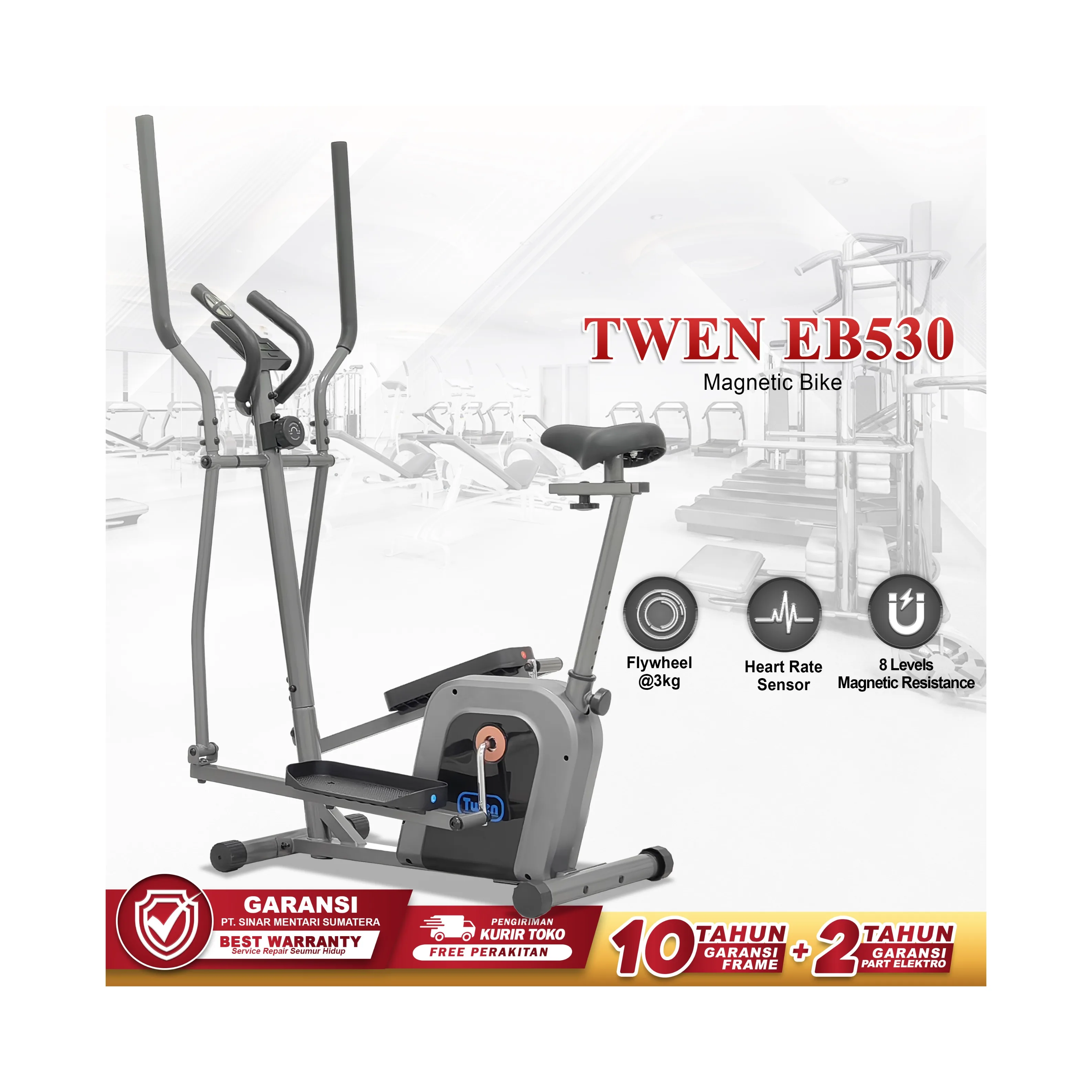 TWEN EB530 Alat Fitness Elliptical Crosstrainer Magnetic Bike -
