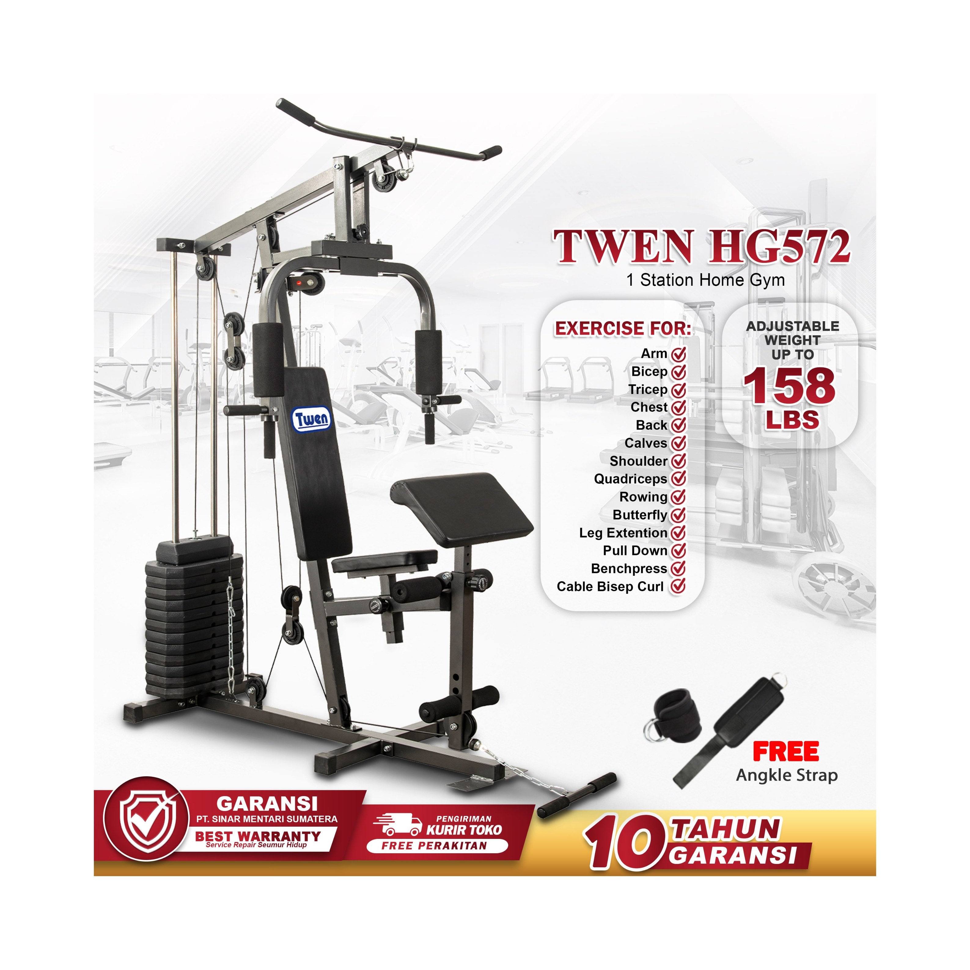 TWEN HG572 Alat Fitness Home Gym 1 Sisi
