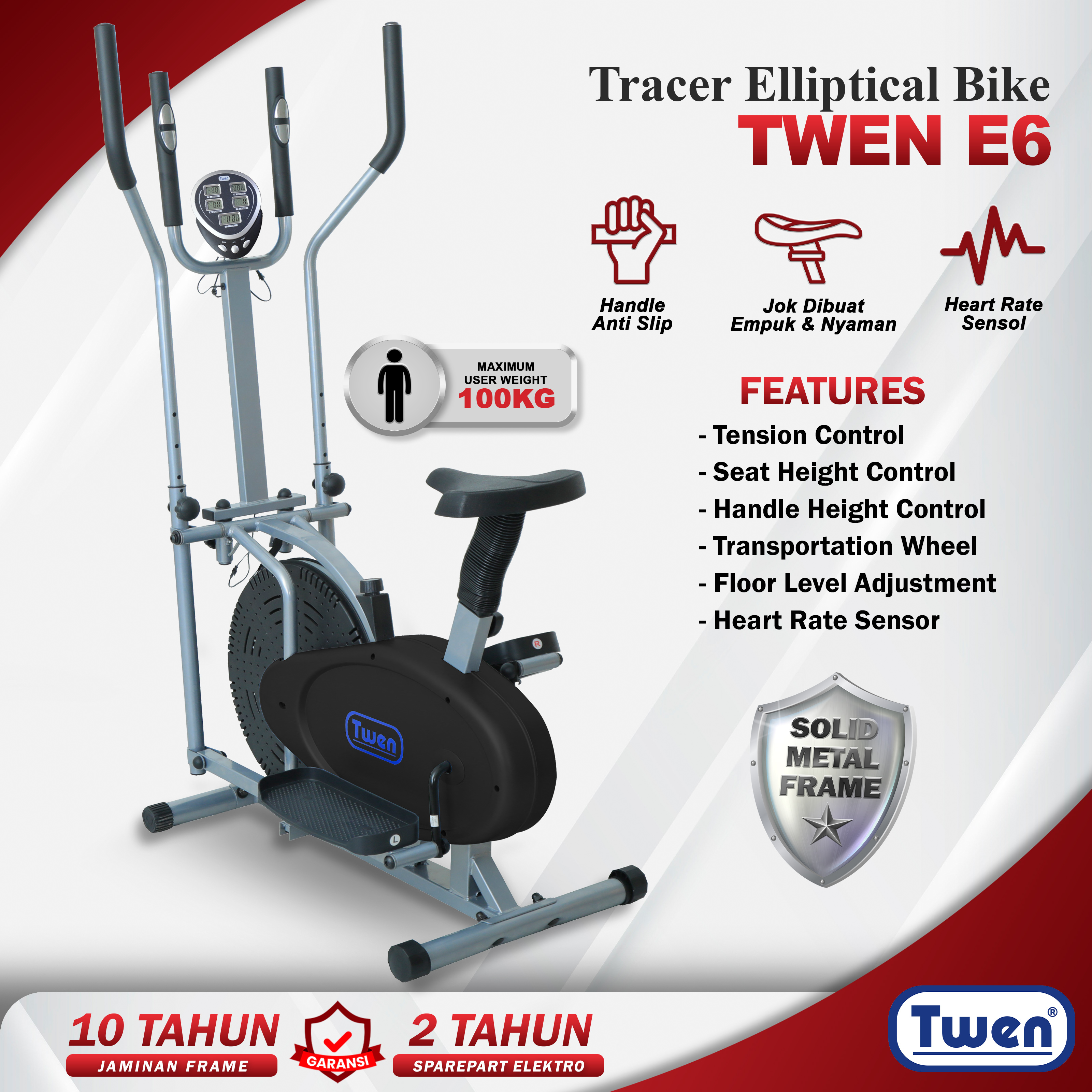 Orbitrack TWEN E6 Hitam Eliptical Bike