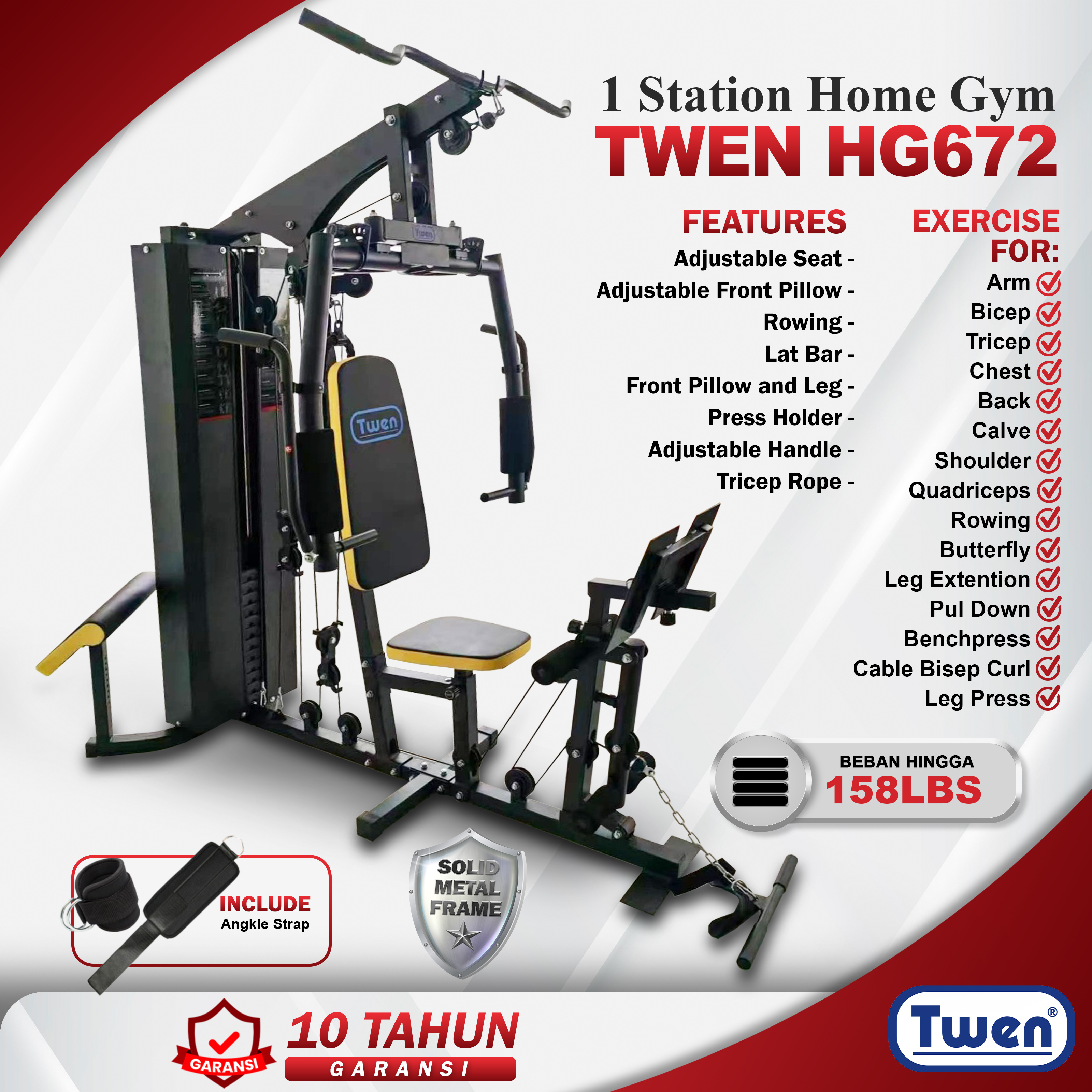 TWEN HG672 New Home Gym 1 Sisi Multifungsi