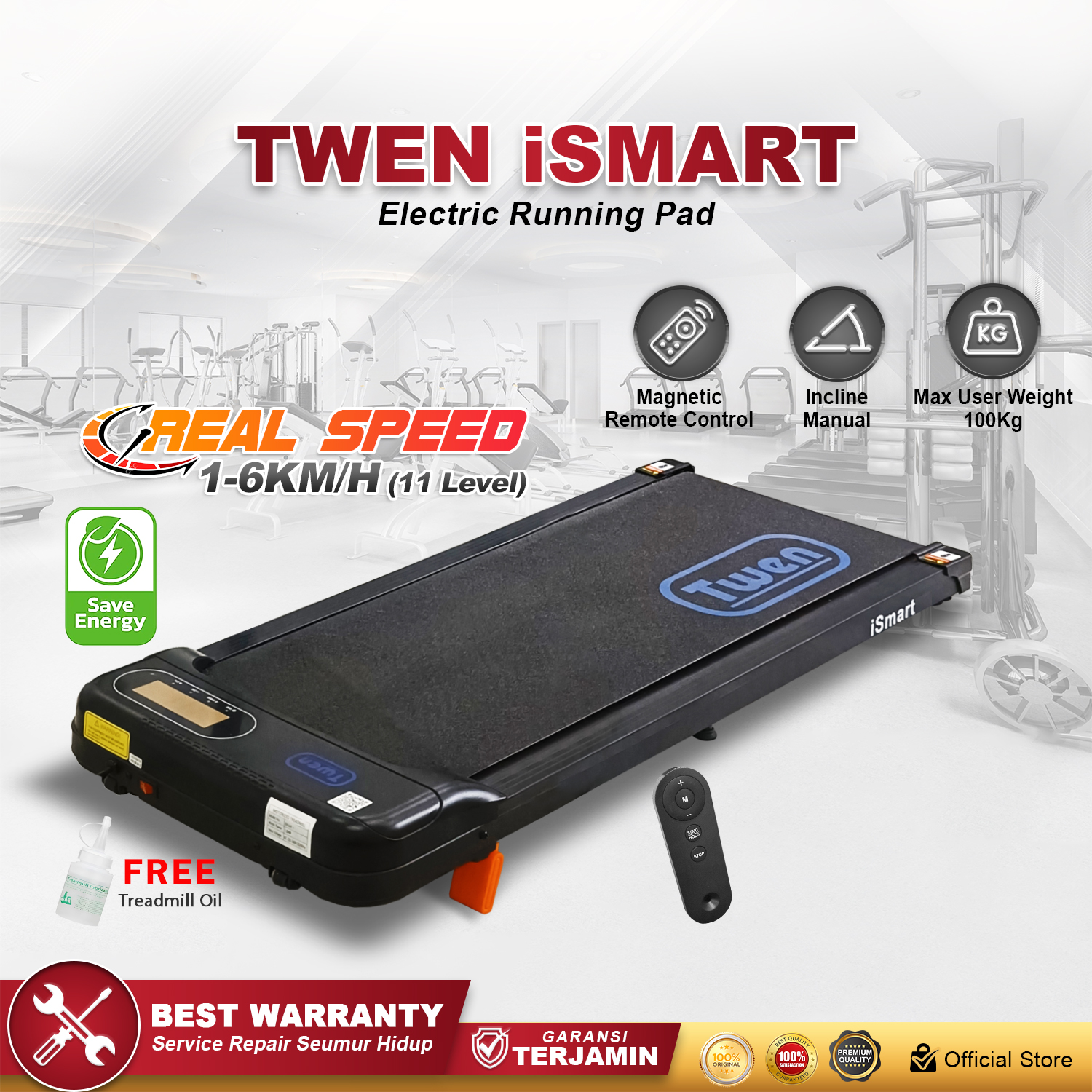 TWEN ISmart Treadmil Listrik Running Pad