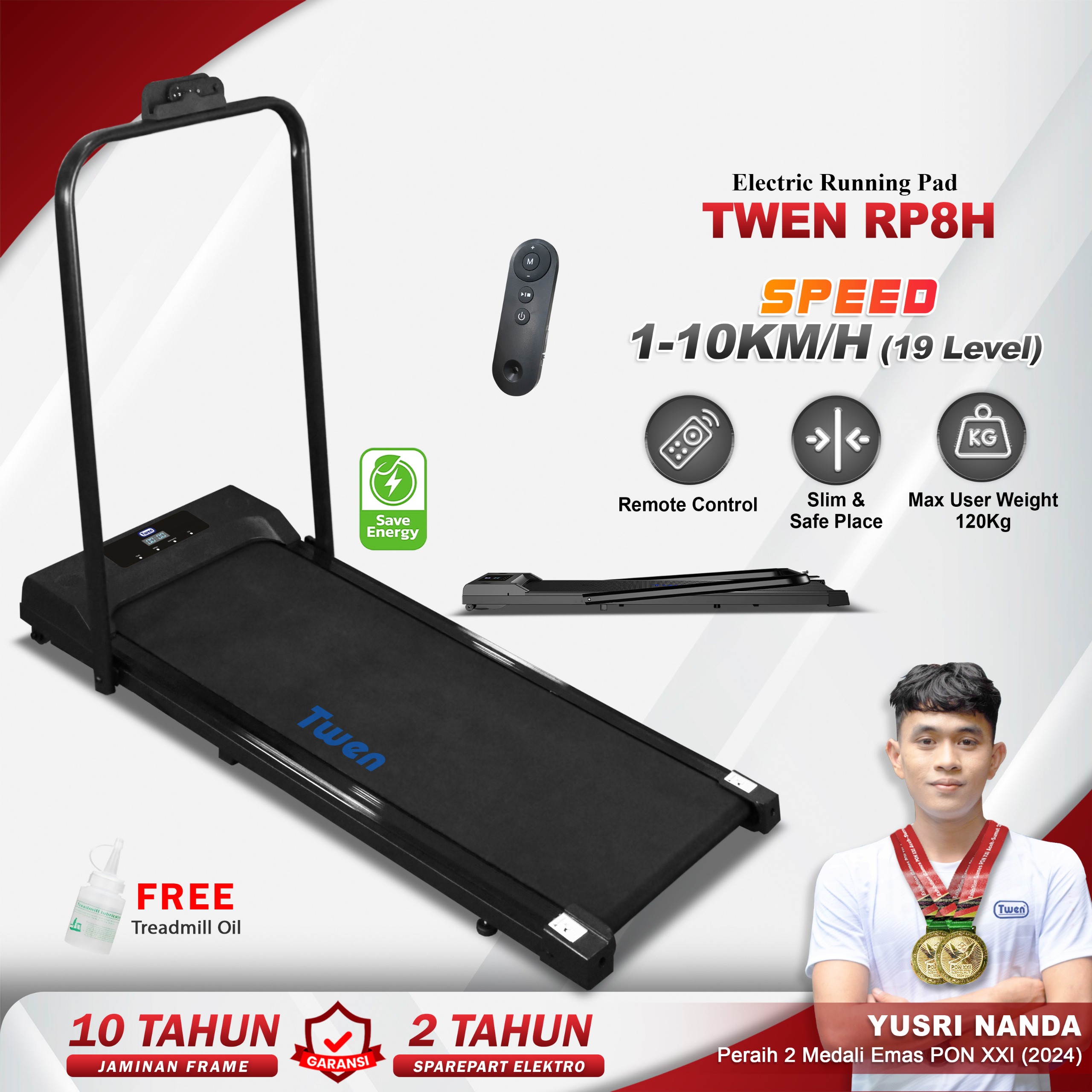 TWEN RP8H Running Pad Treadmill Listrik